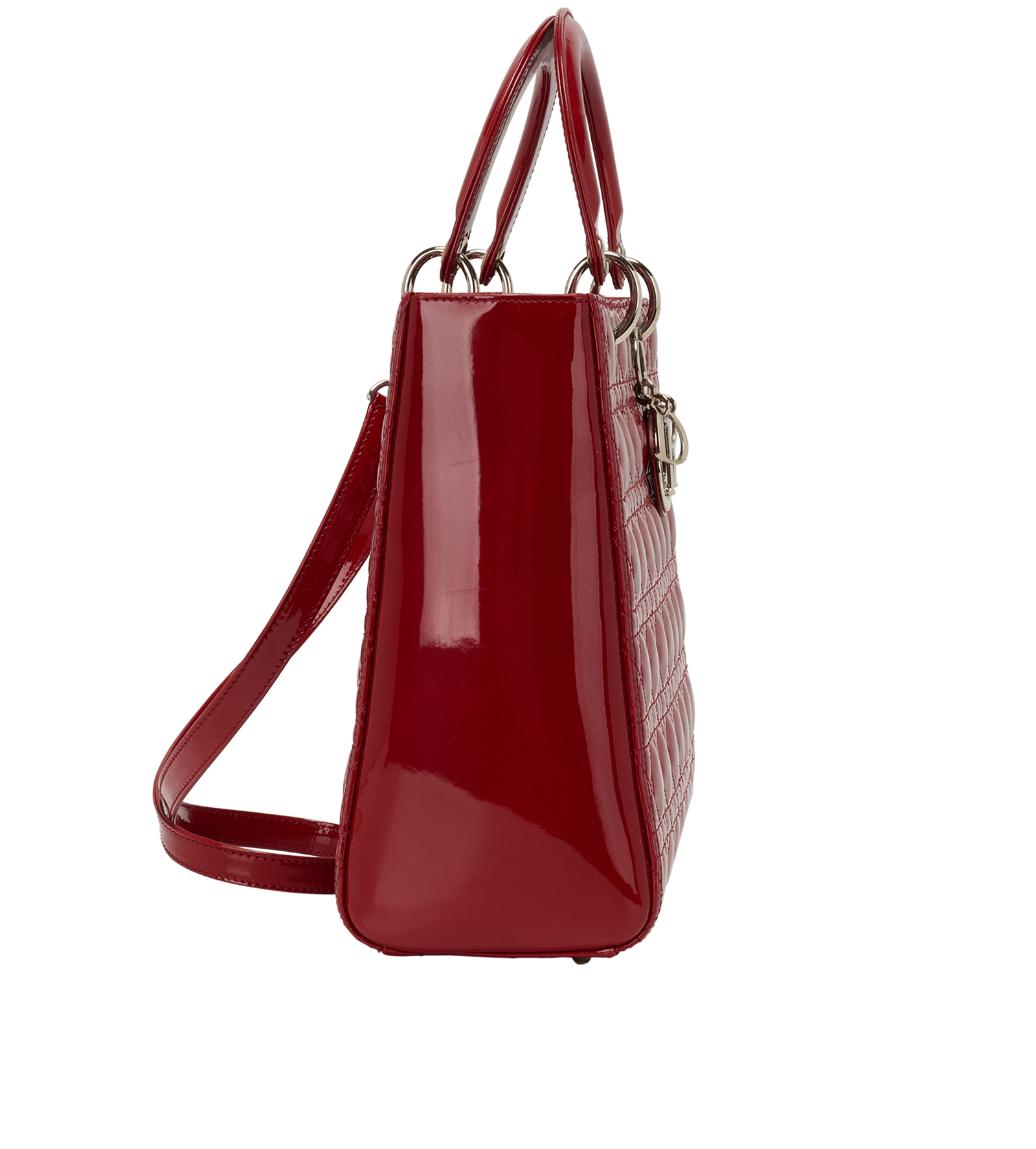 Large Lady Dior, &pound;1,400, Handbags, Red, Patent Leather, Side view